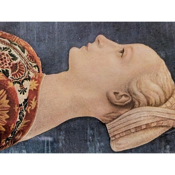 Small Art Head of a Young Woman Vintage Post Card Framed & Matted Dress Hat 1920 - Picture 2 of 7